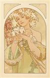 ALPHONSE MUCHA (1860-1939). [FRUIT AND FLOWER.] Two decorative panels. 1897. Each approximately 26x17 inches, 67x43 cm.